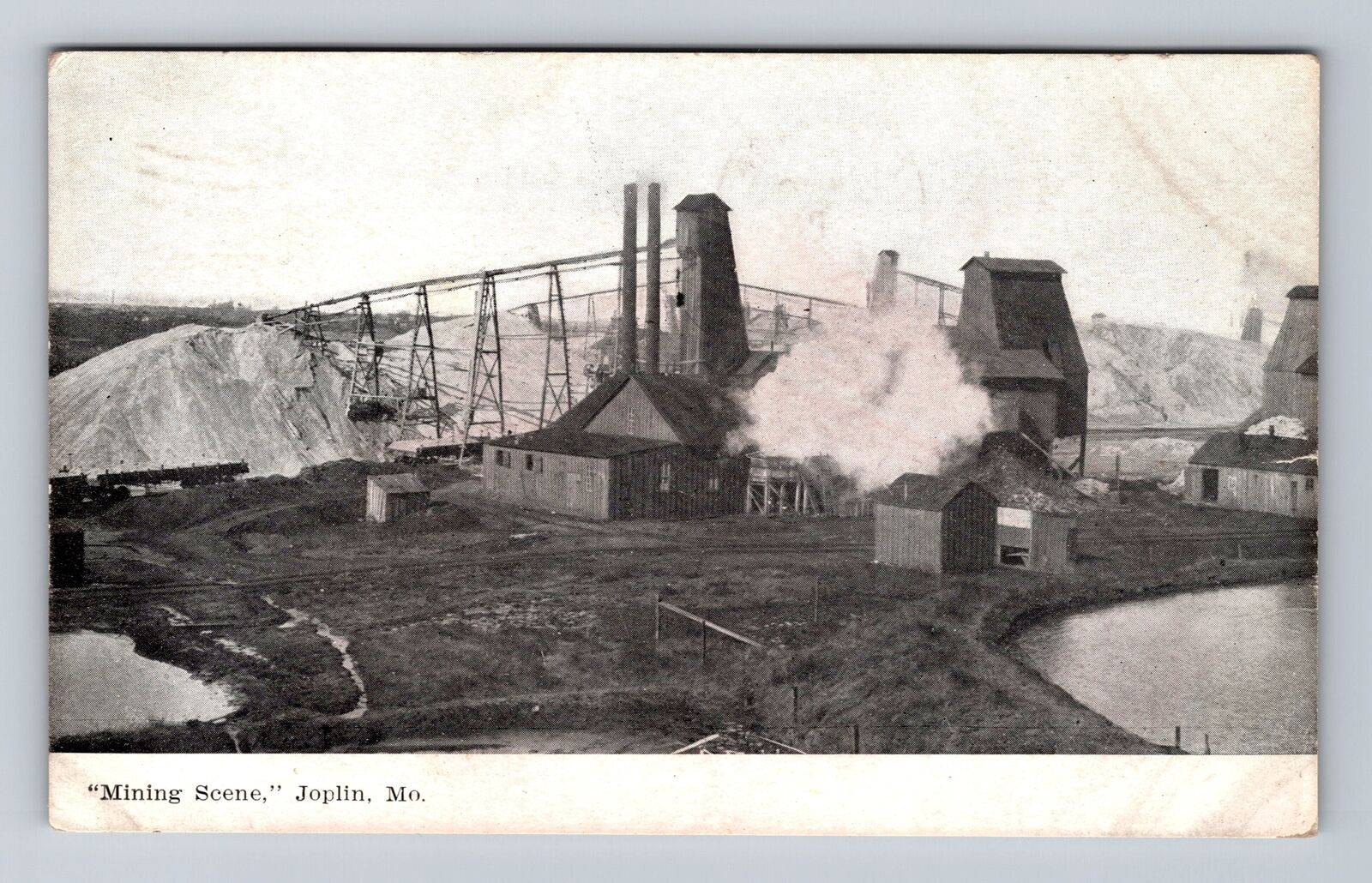 Joplin MO-Missouri, Scenic View Of Mining Scene, Antique, c1909 Postcard