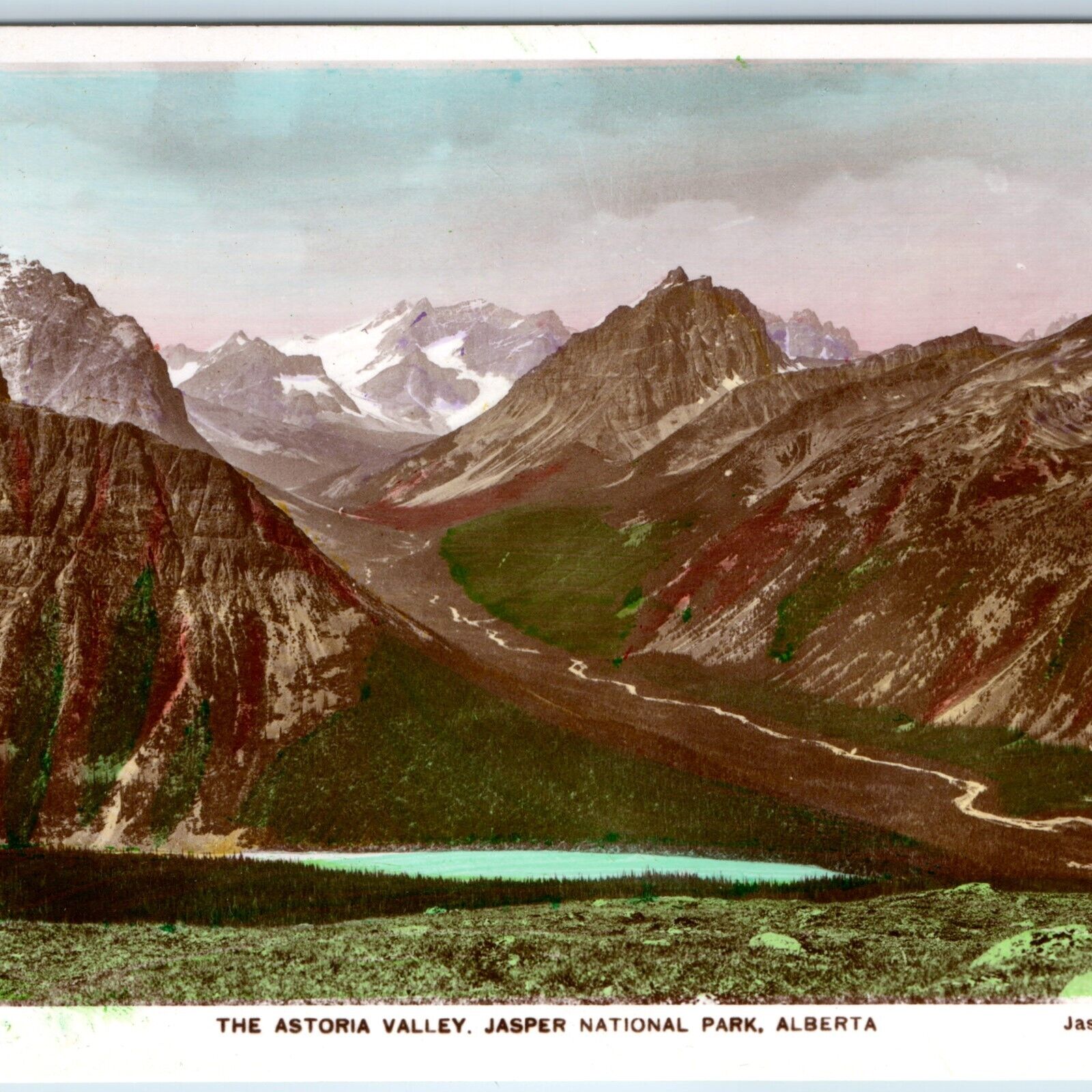 c1930s Jasper National Park, Alta RPPC Astoria Valley Hand Colored Photo PC A224
