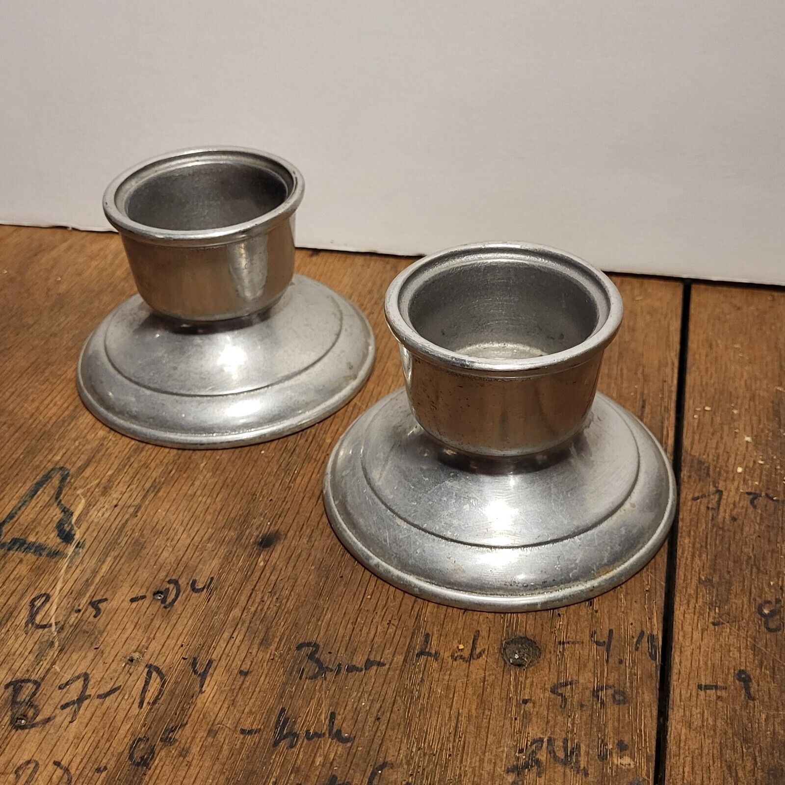 NIce Heavy Aluminum Vintage Pair Wilton Armetale Candle Holders Small MADE N USA