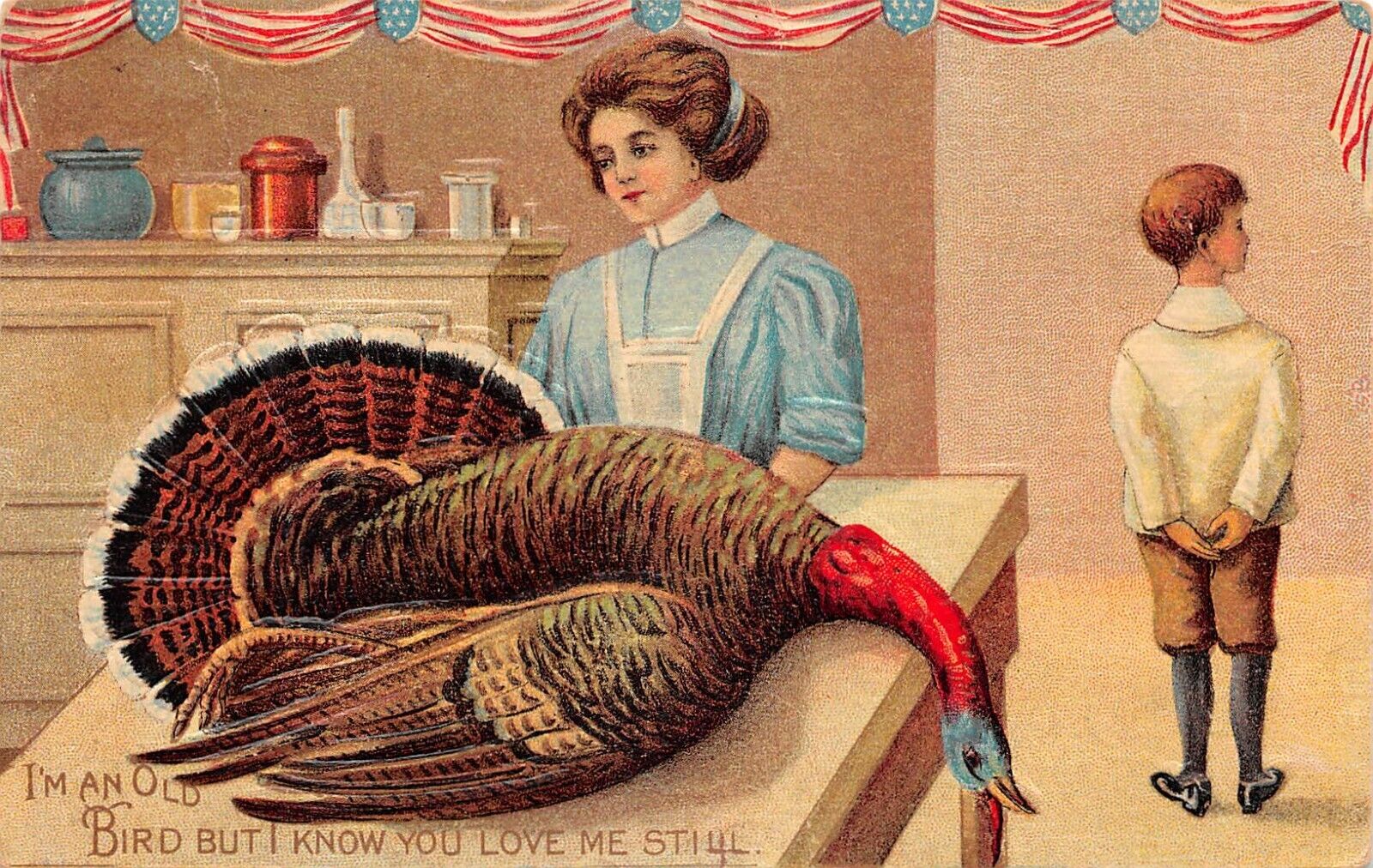 UPICK POSTCARD THANKSGIVING I'm An Old Bird But I Know You Love Me Still 1910
