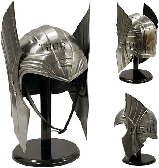 Medieval Viking Barbuta Knight Armor Helmet With Stand Rustic Vintage Home Deco