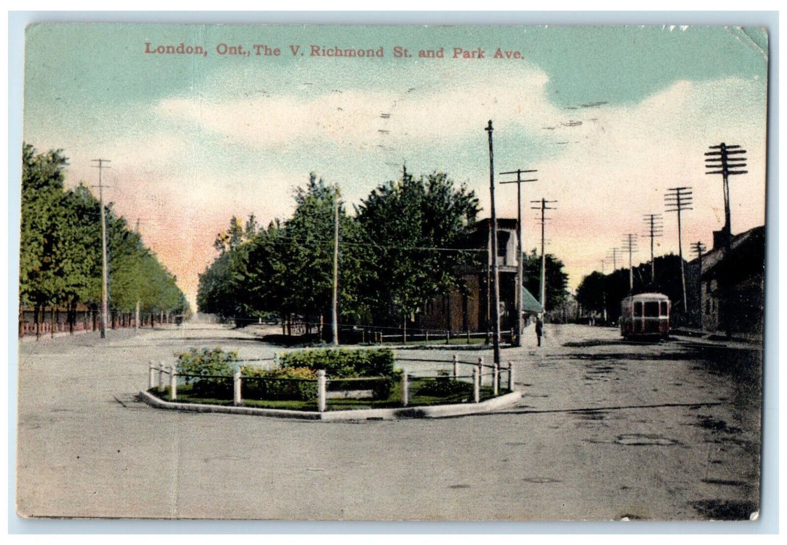 1908 The V Richmond and Street Park Avenue London Ontario Canada Postcard