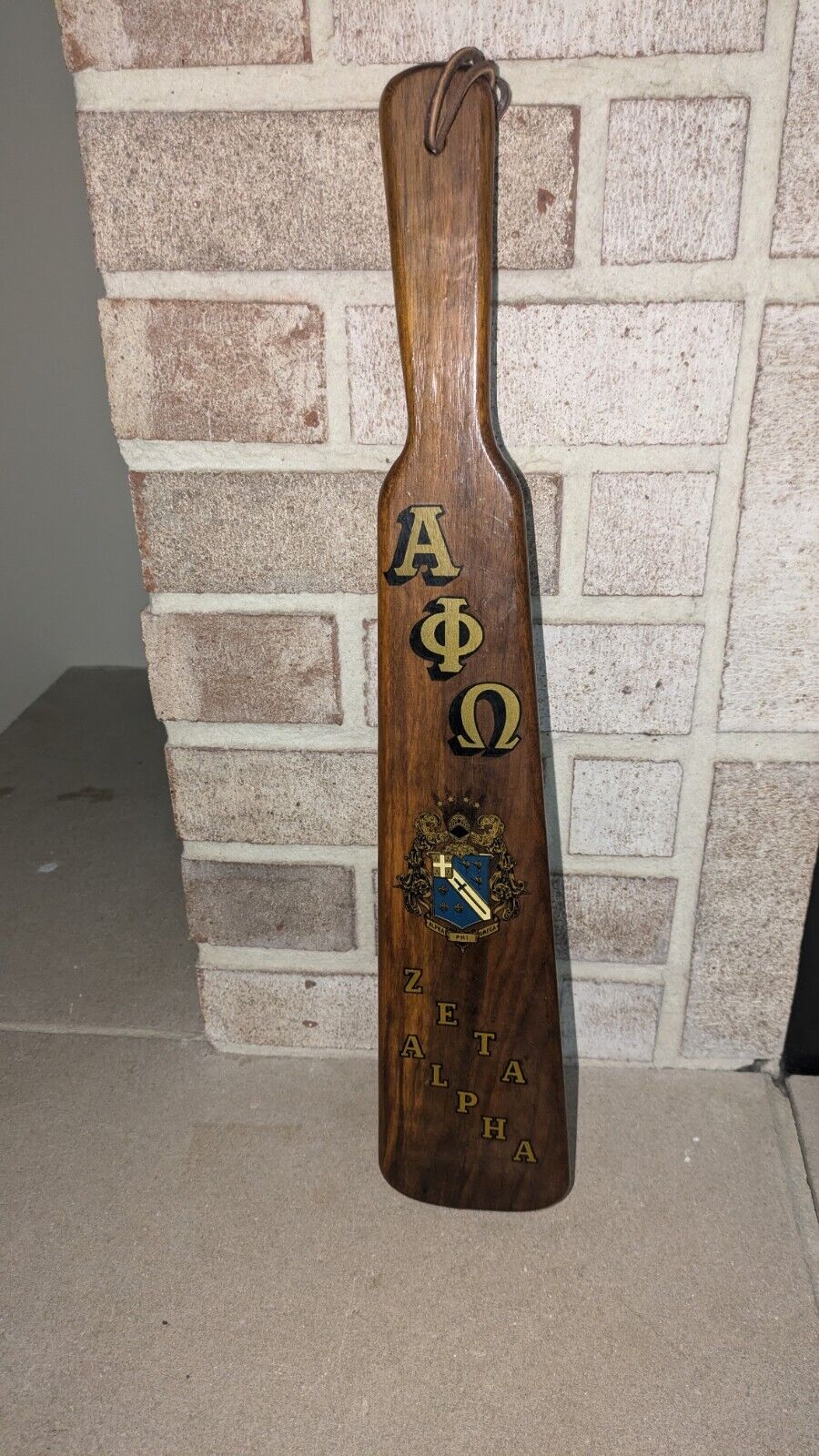Vintage 1940s Alpha Phi Omega Wooden Fraternity Pledge Paddle Beautiful Patina