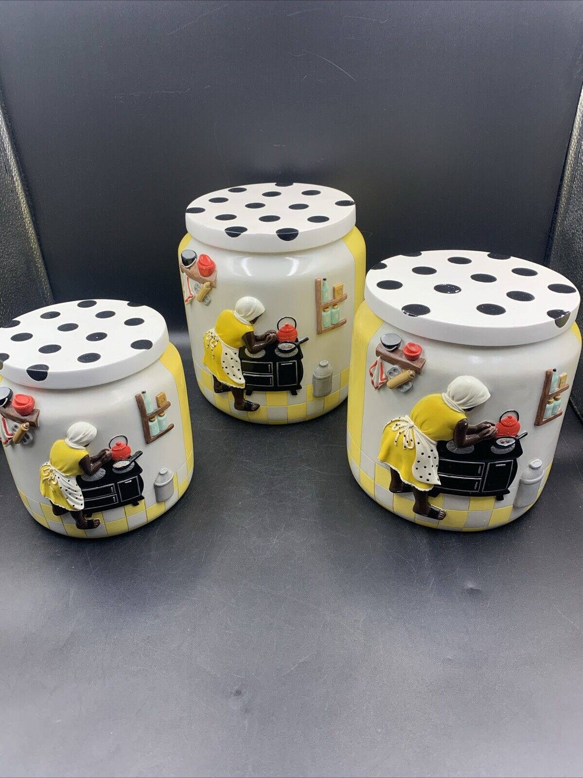 Vintage Annie Lee Hot Water Cornbread Canister Sass n Class 3Pc set & lids 1997