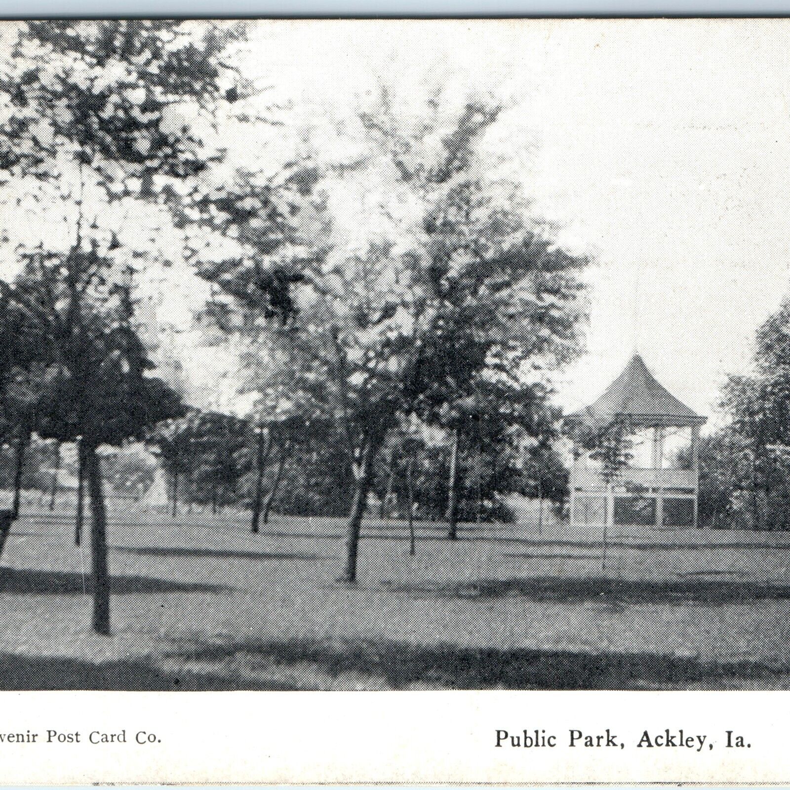 c1910s Ackley IA Public Park Gazebo Litho Photo Postcard Franklin Hardin Co A172