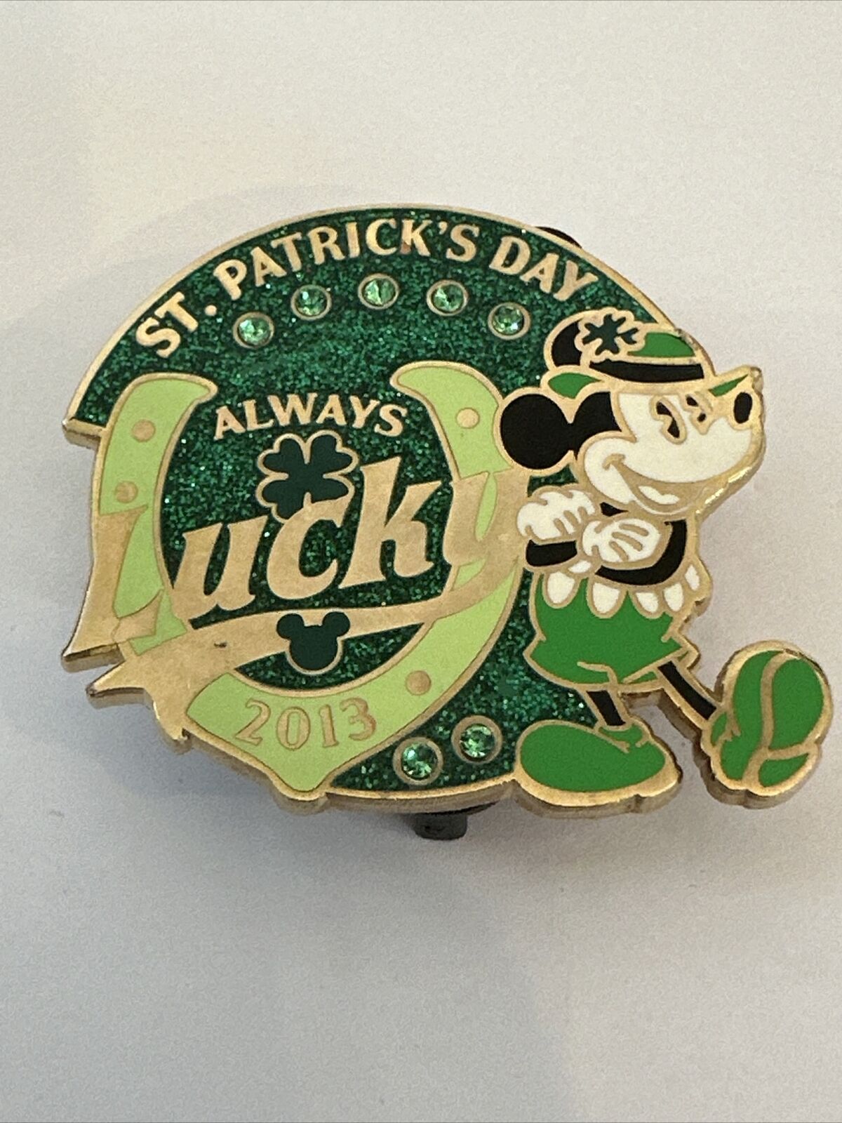 DISNEY WDW DLR ST. PATRICK'S DAY 2013 MICKEY MOUSE ALWAYS LUCKY LE 3000 PIN