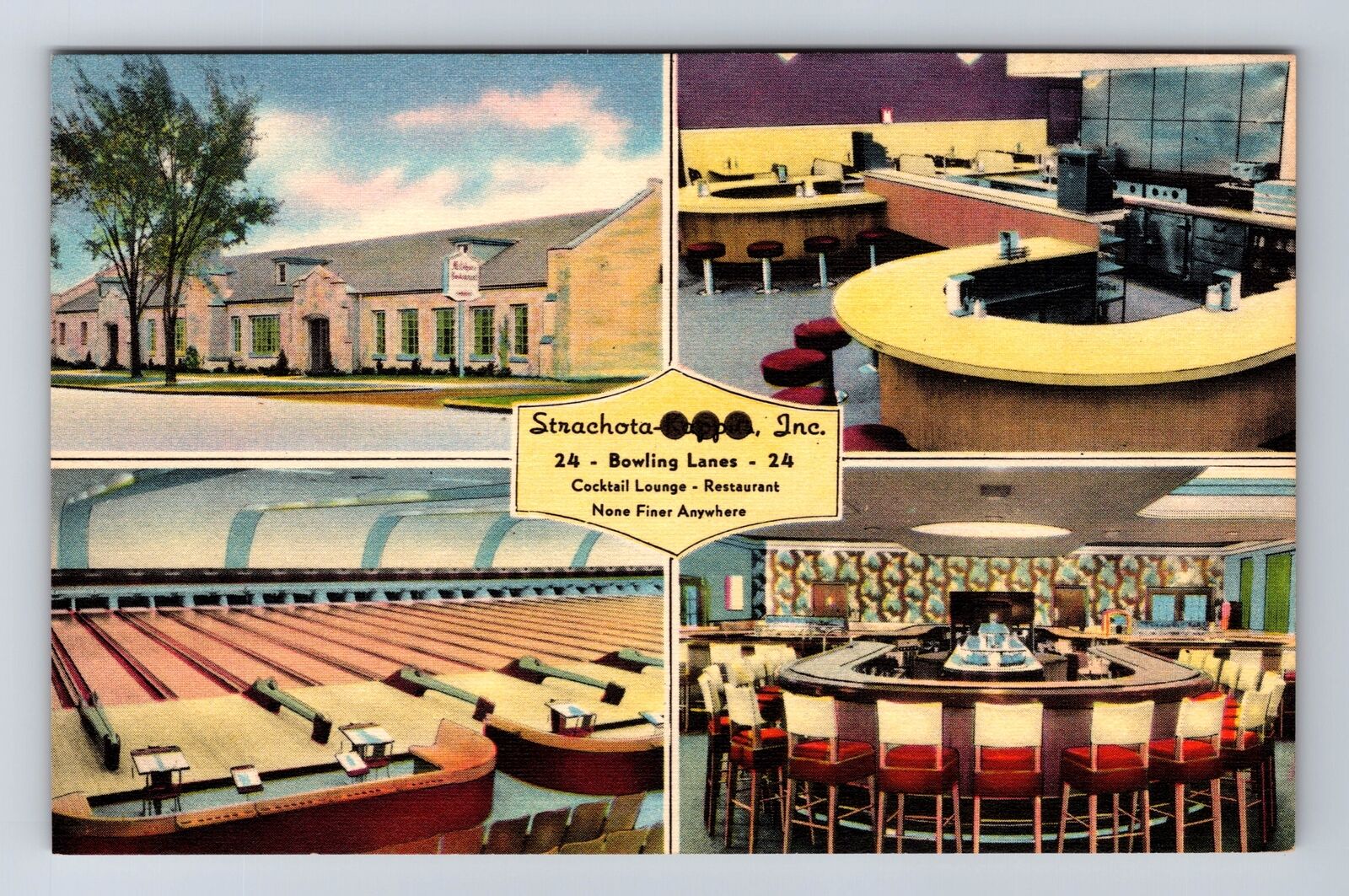Milwaukee WI-Wisconsin, Strachota's Milshore Bowl Inc Vintage Postcard