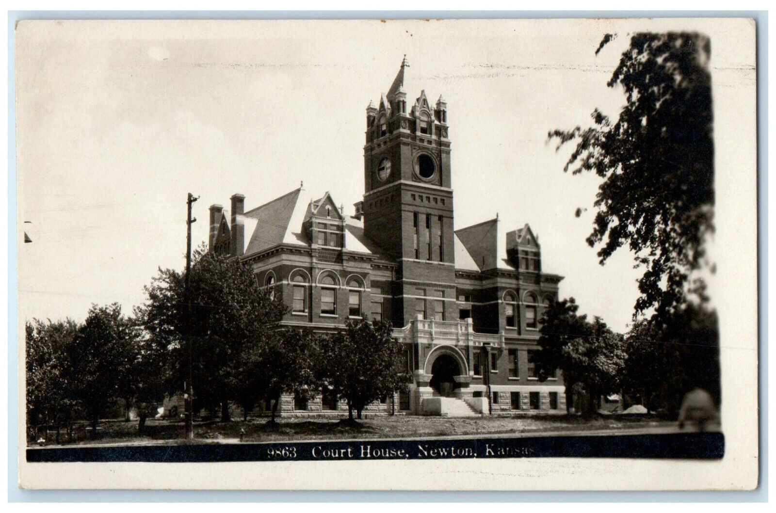 c1910 Court House Building Newton Kansas KS Antique RPPC Photo Postcard