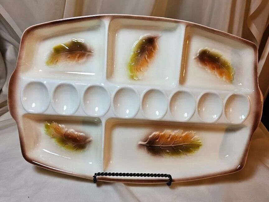 Vintage Sunkist Van Nuys California Pottery Deviled Egg Tray and Platter 1959