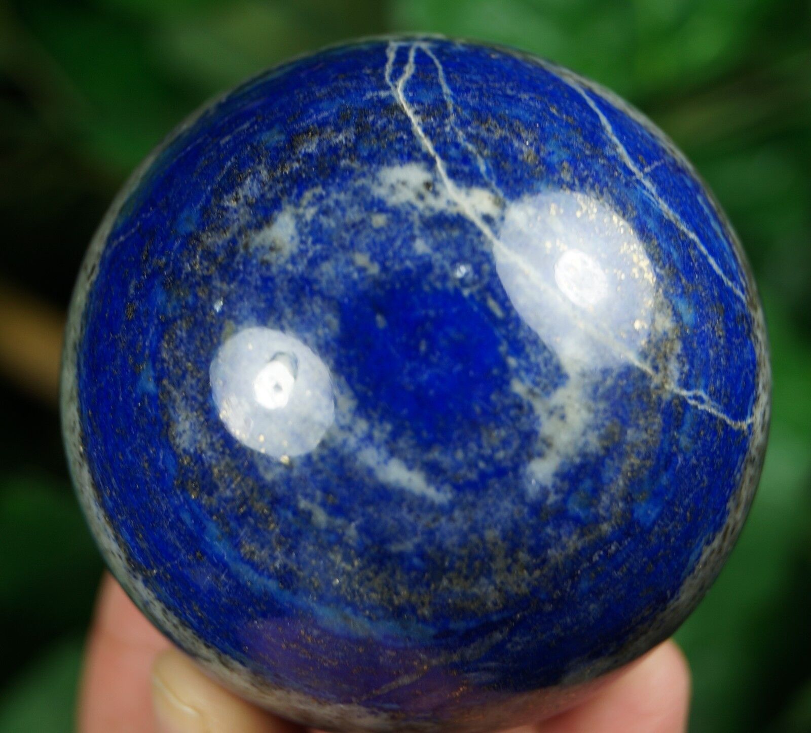 Lapis lazuli Gemstone round smooth sphere with phyrites 69 MM - @ AFGHANISTAN