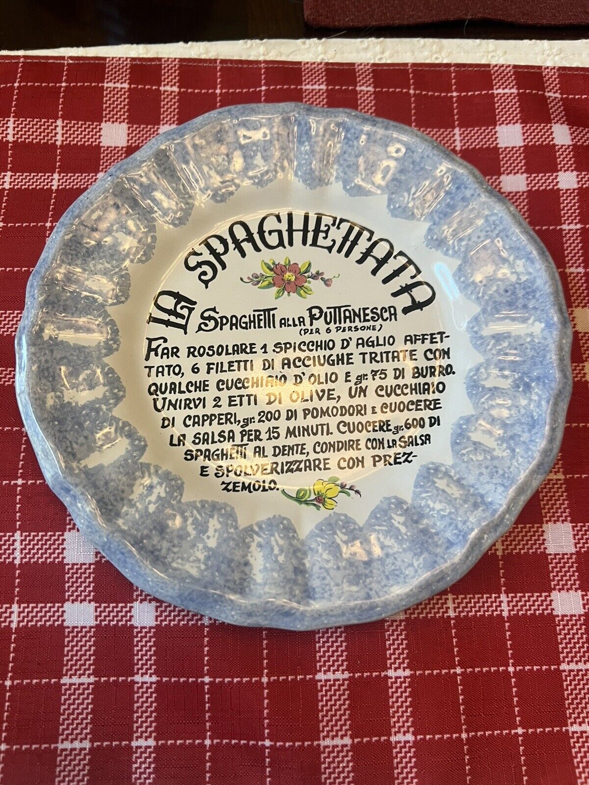 Vintage La Spaghettata Caprese 8” Plate Recipe Decor Pisapia 1948