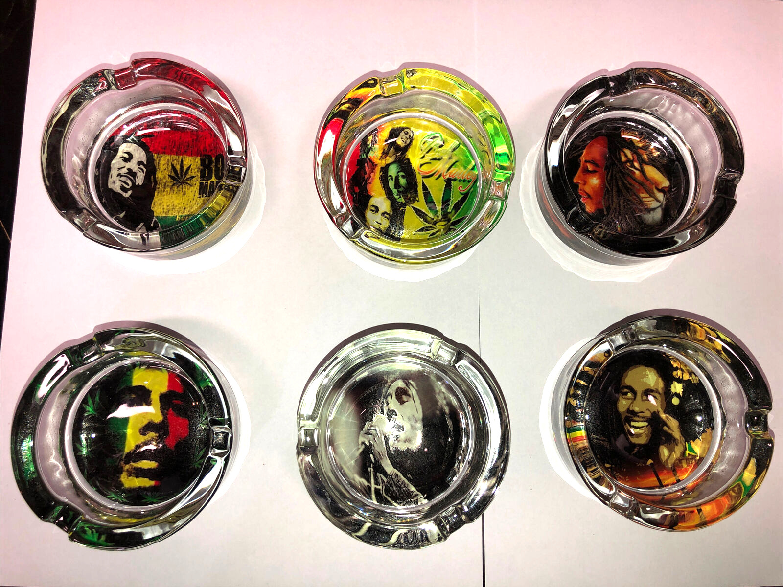 1-3.5 inch Bob Marley Reggae Glass Ashtray ,Rasta,You Choose,AshG19