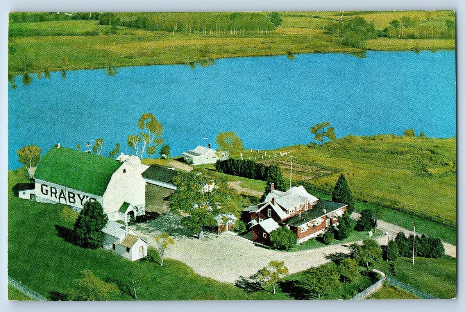 c1950\'s Aerial View Graby\'s Steak House Restaurant Marinette Wisconsin Postcard