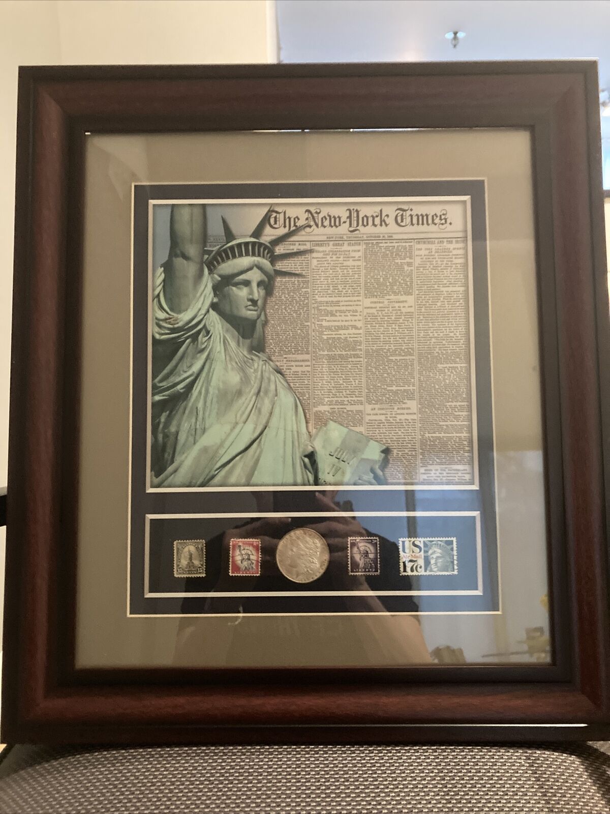 New York Times STATUE OF LIBERTY Enlightening The World Framed  W /1886 Silver $