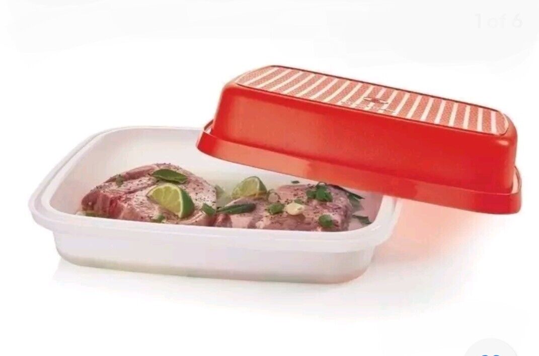 Tupperware SEASON Serve LARGE MARINADE CONTAINER Red FOR Flavorful &Tender Meats