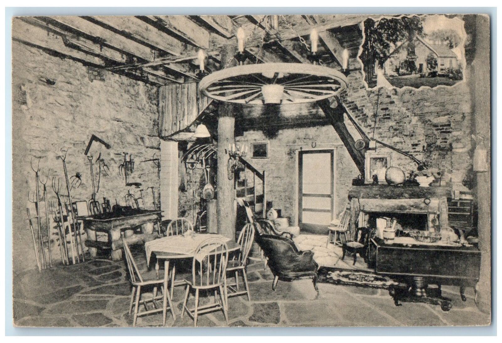 c1910's Old Stone Shop Antiques Tables Chairs Wallingford Vermont VT Postcard