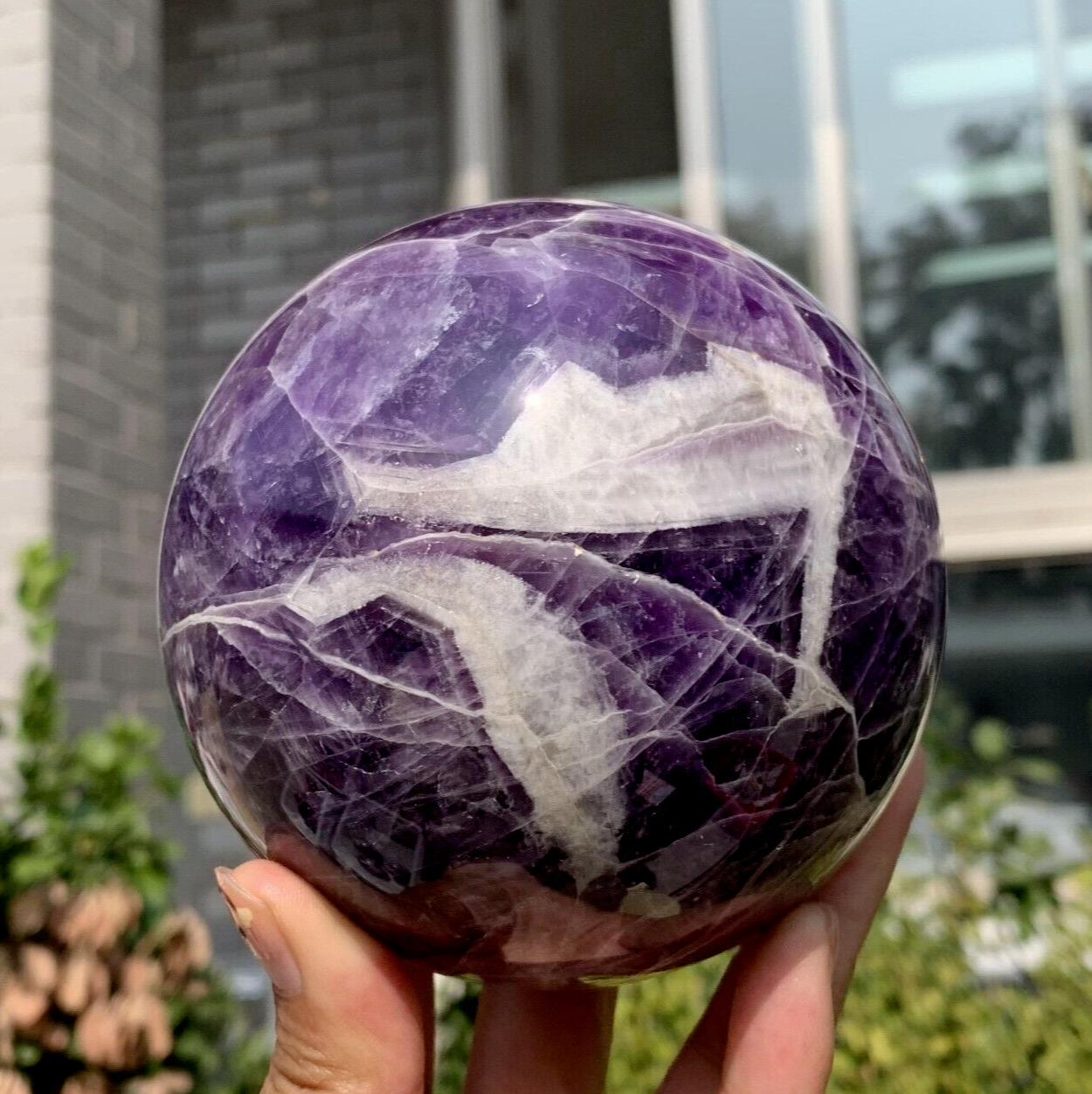 1180g Large Natural Dream Amethyst Sphere Polished Ball Mineral Crystal Healing