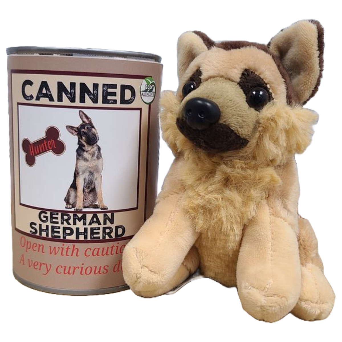 Fun Unique Gifts Canned German Shepherd- Eco-Friendly Plush Dog w/Jokes
