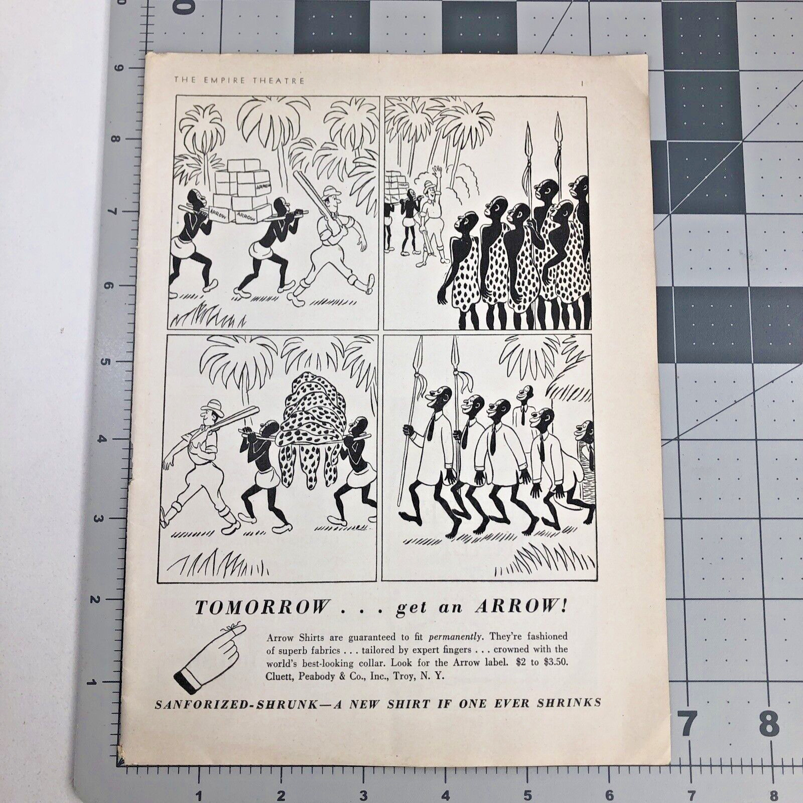 1936 Arrow Shirts: Safari African Natives Vintage Print Ad Sanfordized Shrunk