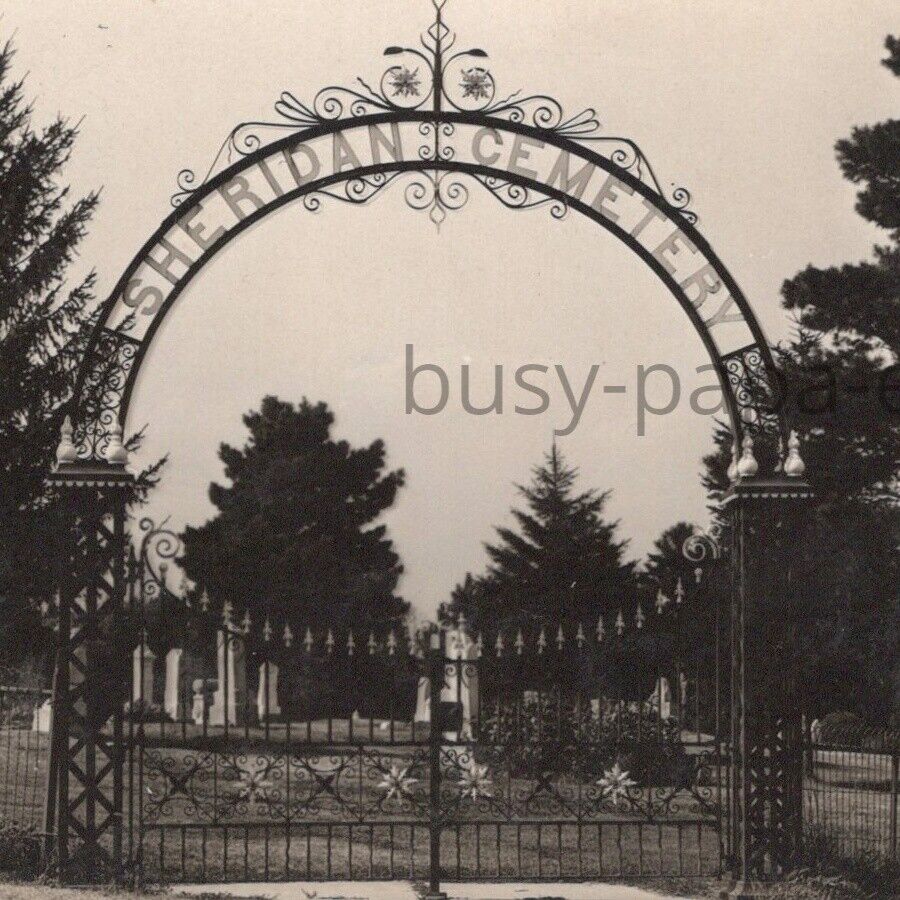 Antique 1900 RPPC Sheridan Cemetery Main Entrance Postcard Auburn Nebraska