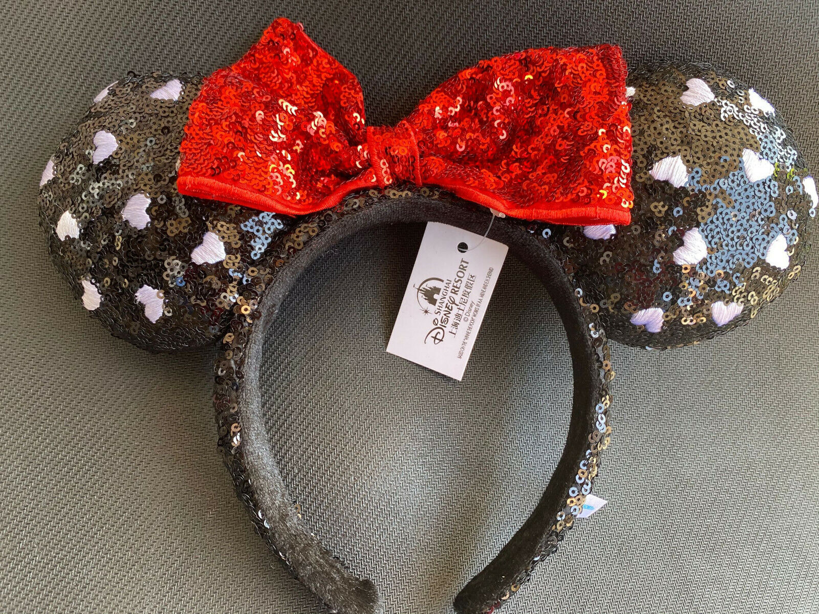 2022 Ears Valentines White Heart Black Sequin Disney Parks Love Day Headband