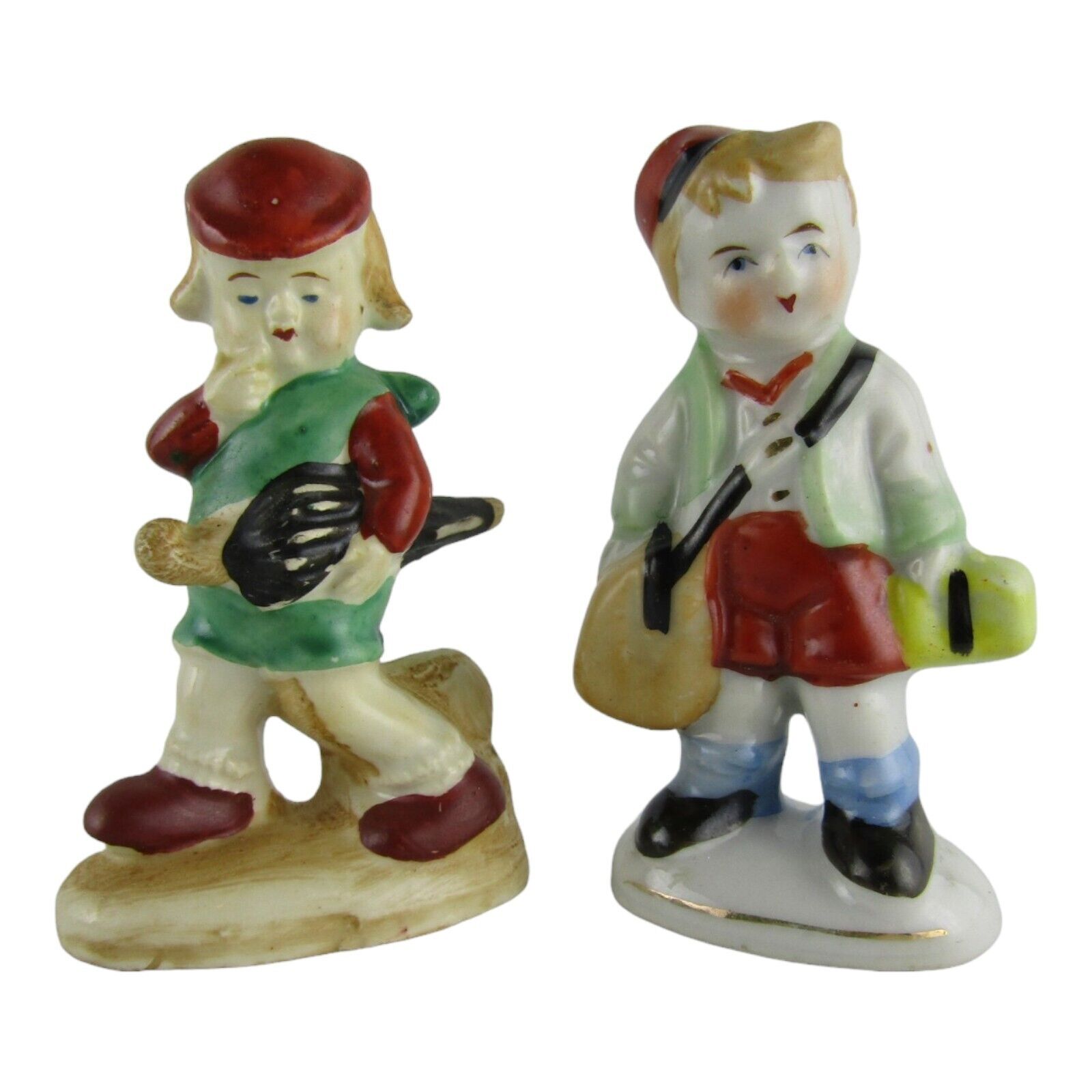 2 Vintage Occupied Japan Ceramic Figurines, School Boy and Girl,