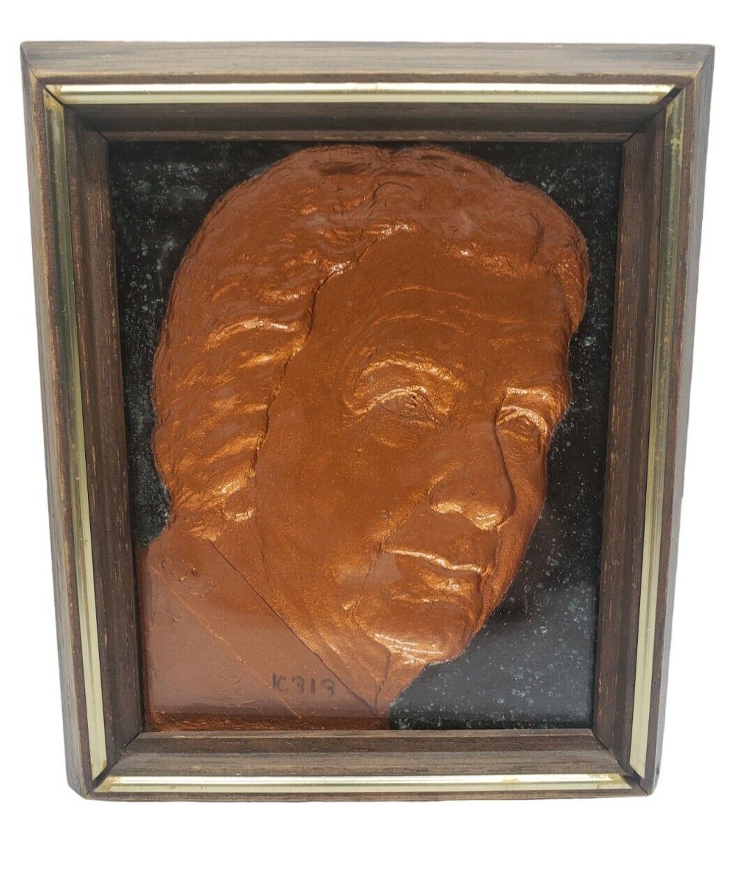 Vintage Golda Meier Israel Premier Copper Plaque By Artist Duda Edelstein Framed
