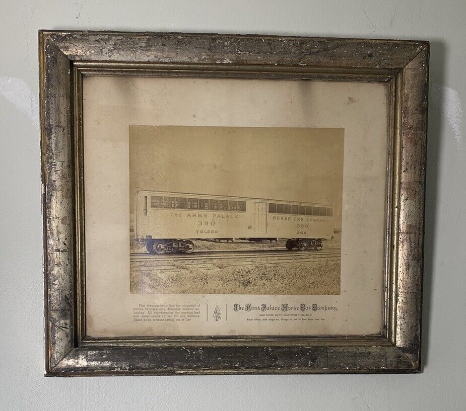 Arms Palace Horse Car Company RARE Antique Train Rail Photo AD Display ~19x22”