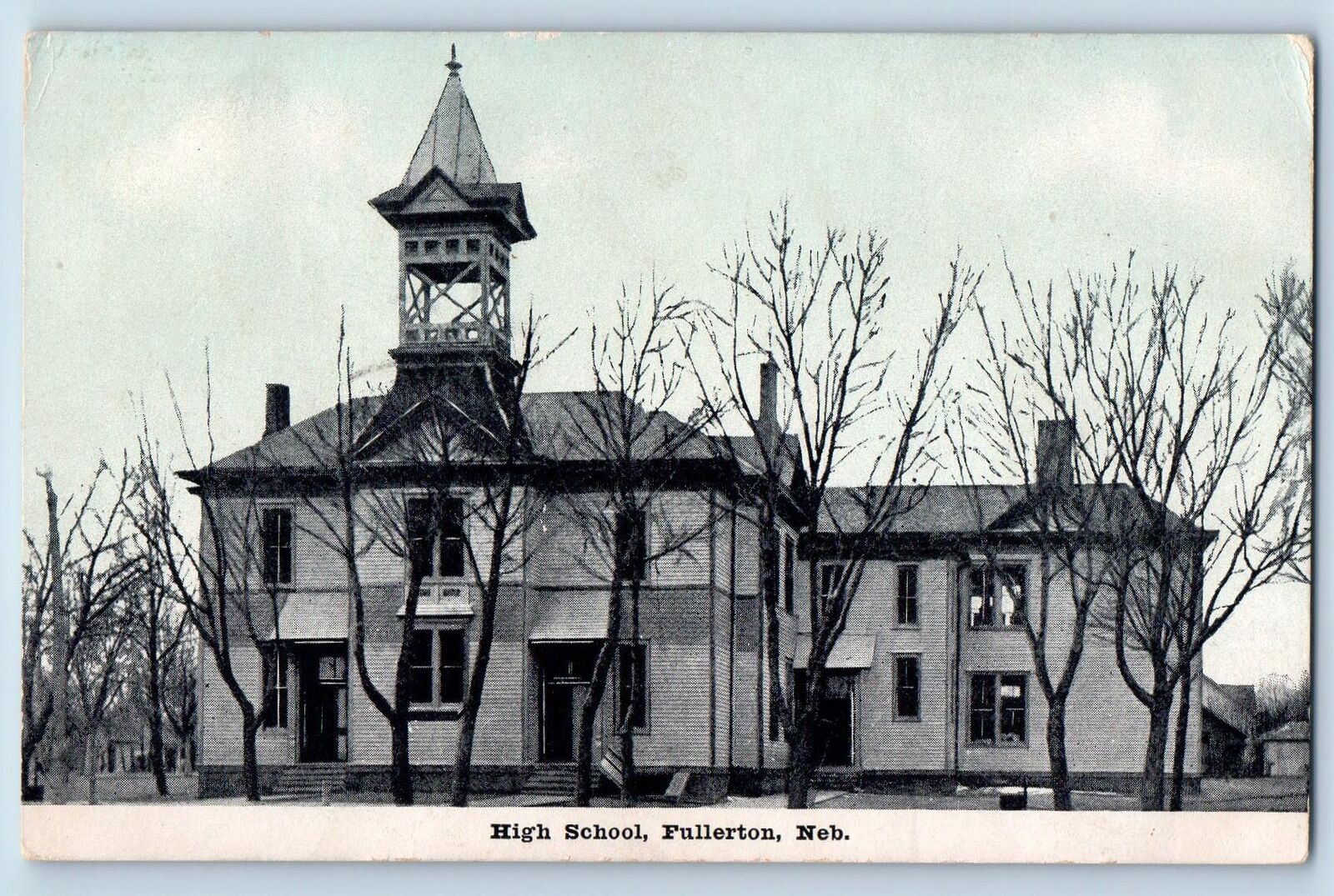 Fullerton Nebraska NE Postcard High School Building Exterior Scene 1908 Antique