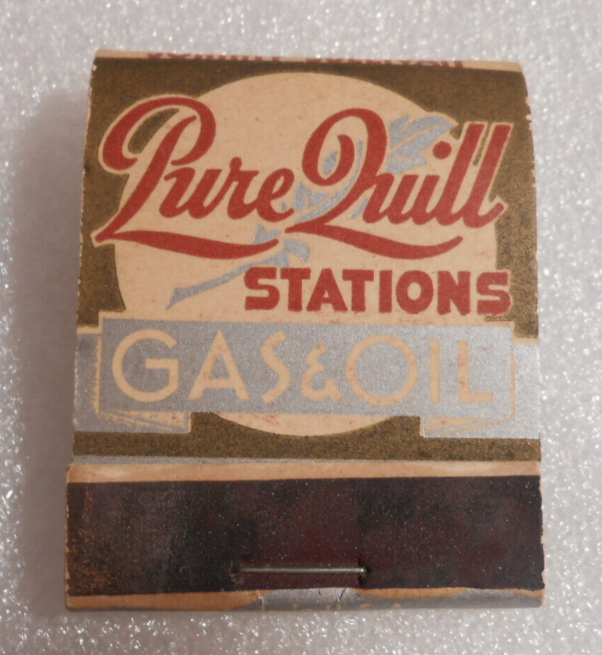 FULL - 1930's PURE QUILL GAS  Matchbook. Unused & Unstruck. Near Mint. FULL NY