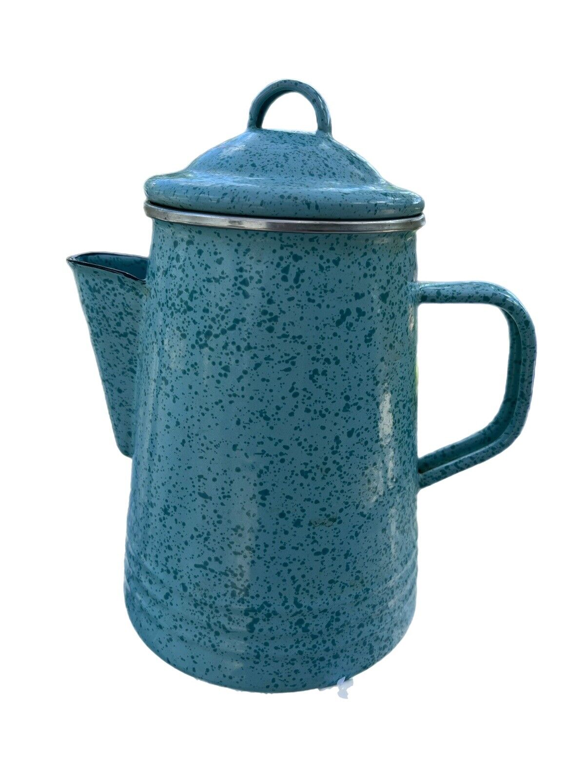 Paula Deen Blue Speckled Enamelware Percolator Coffee  Pot Graniteware 8 Cup