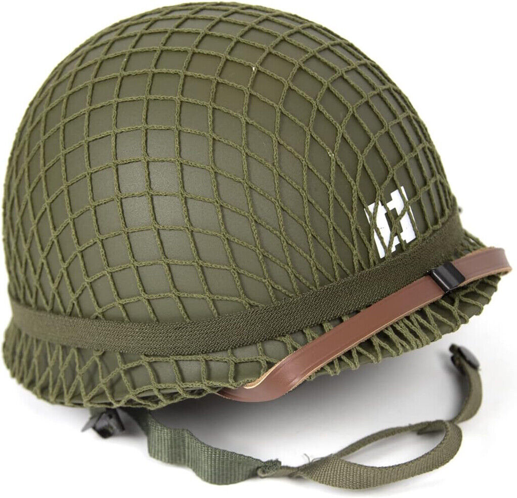 US WW2 M1 Helmet with Captain Decal Steel Double Shells Green