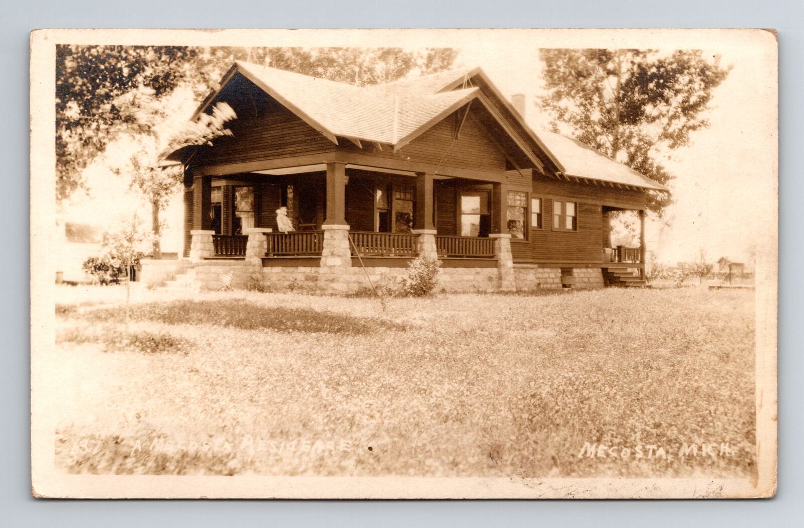 Mecosta MI-Michigan, RPPC Private Bungalow Home, Real Photo Vintage Postcard
