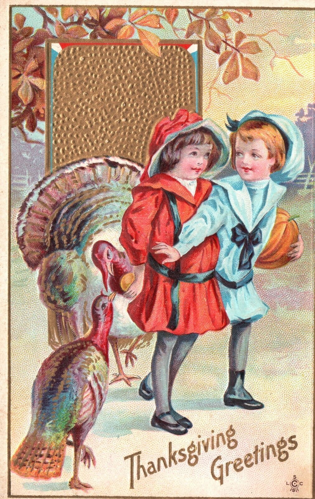 Vintage Postcard 1912 Thanksgiving Greetings Turkeys Holiday Wish Souvenir Card
