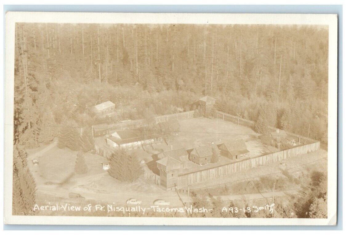 c1940's Aerial View Fort Nisqually Tacoma Washington WA RPPC Photo Postcard