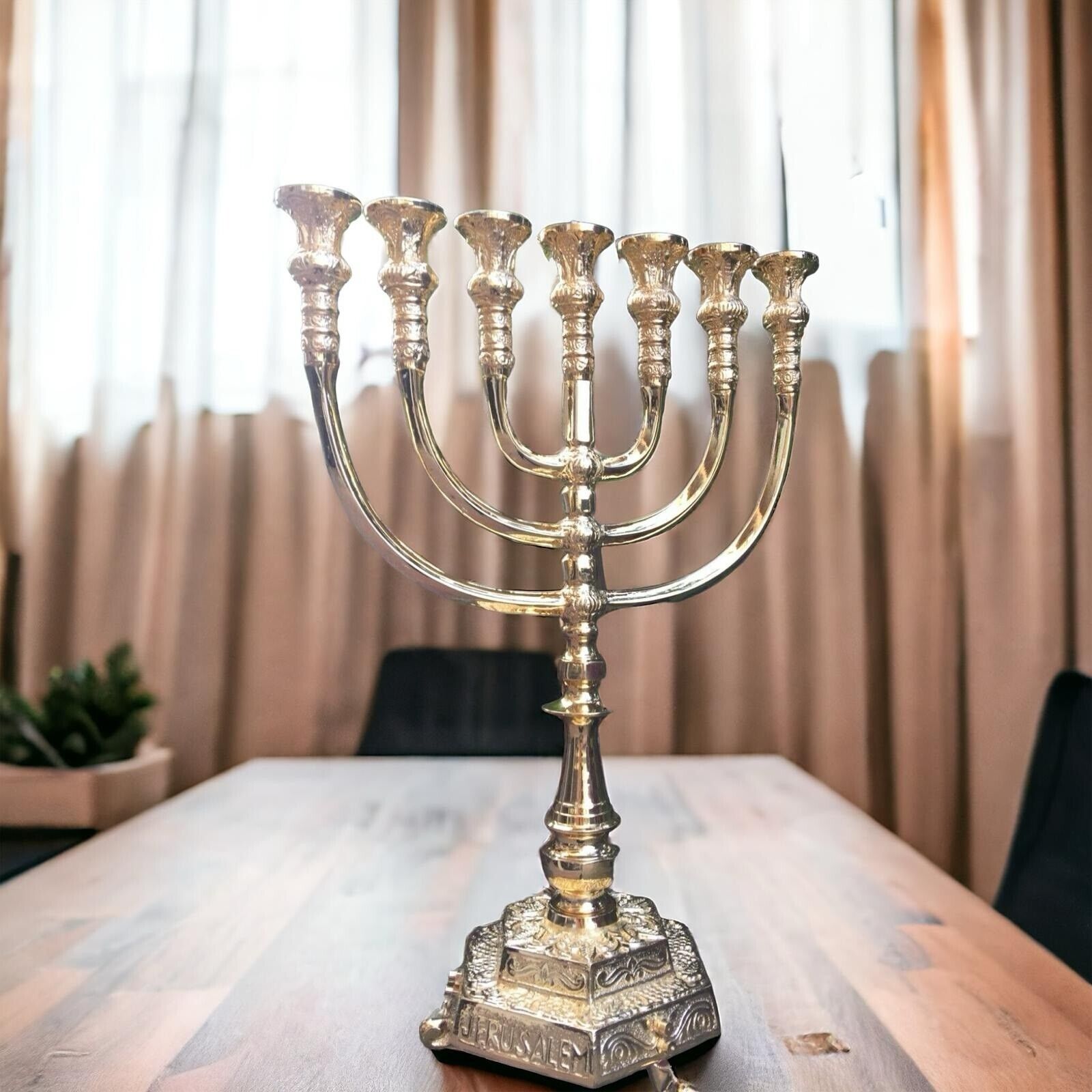 Authentic Massive Menorah Brass Copper Gold 7 branches branch Candle Holder EMS