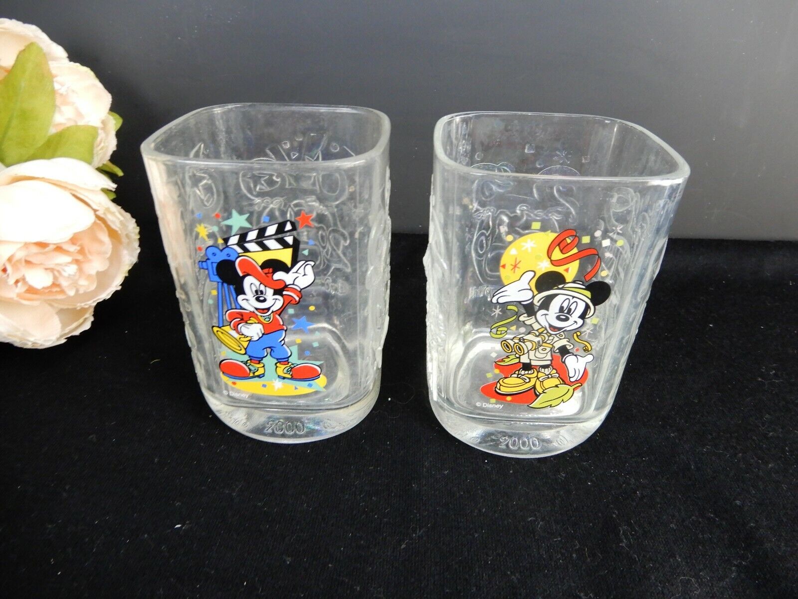 Pair Of McDonald's Disney Mickey Mouse Drinking Glasses 2000