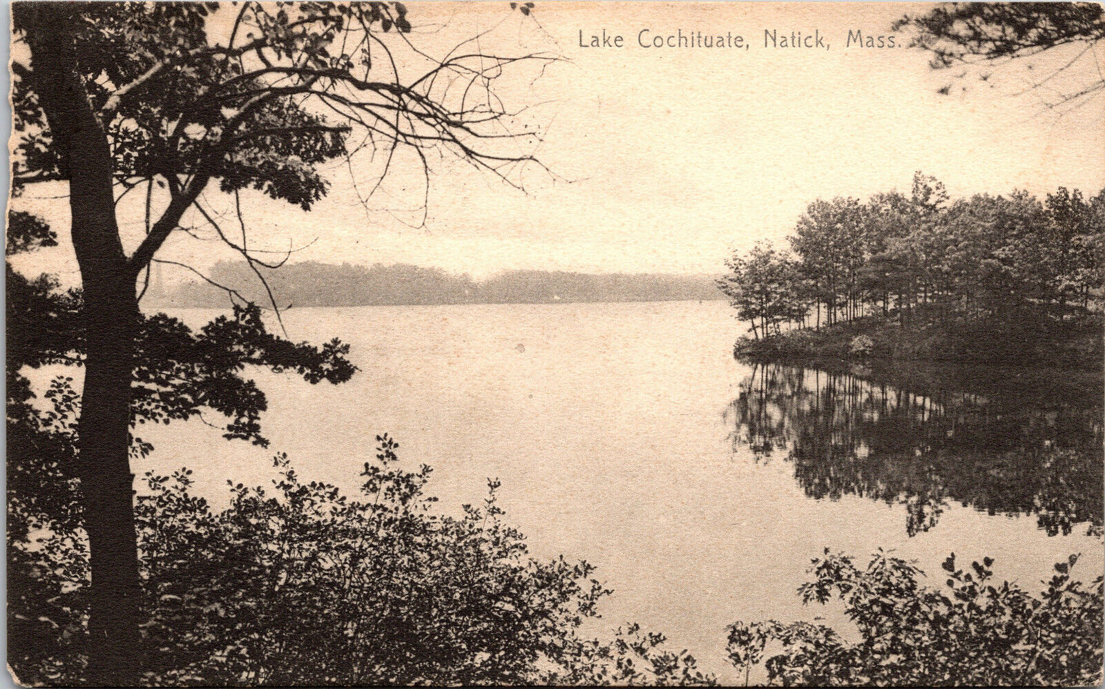 1907 Rotograph Lake Cochituate State Park Natick Massachusetts Postcard RPPC Vtg