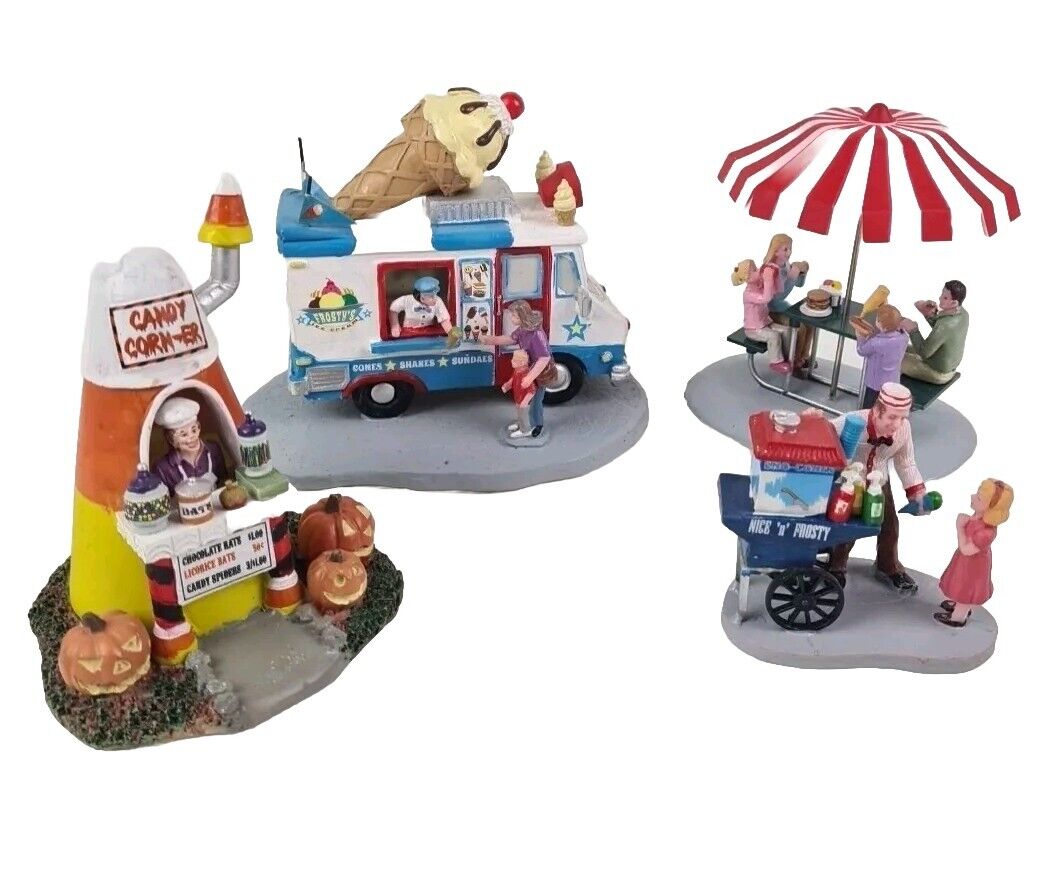 🚨 Lot Lemax ICE CREAM TRUCK Village Town Table Accent 33029 RARE Candy Corn-er.