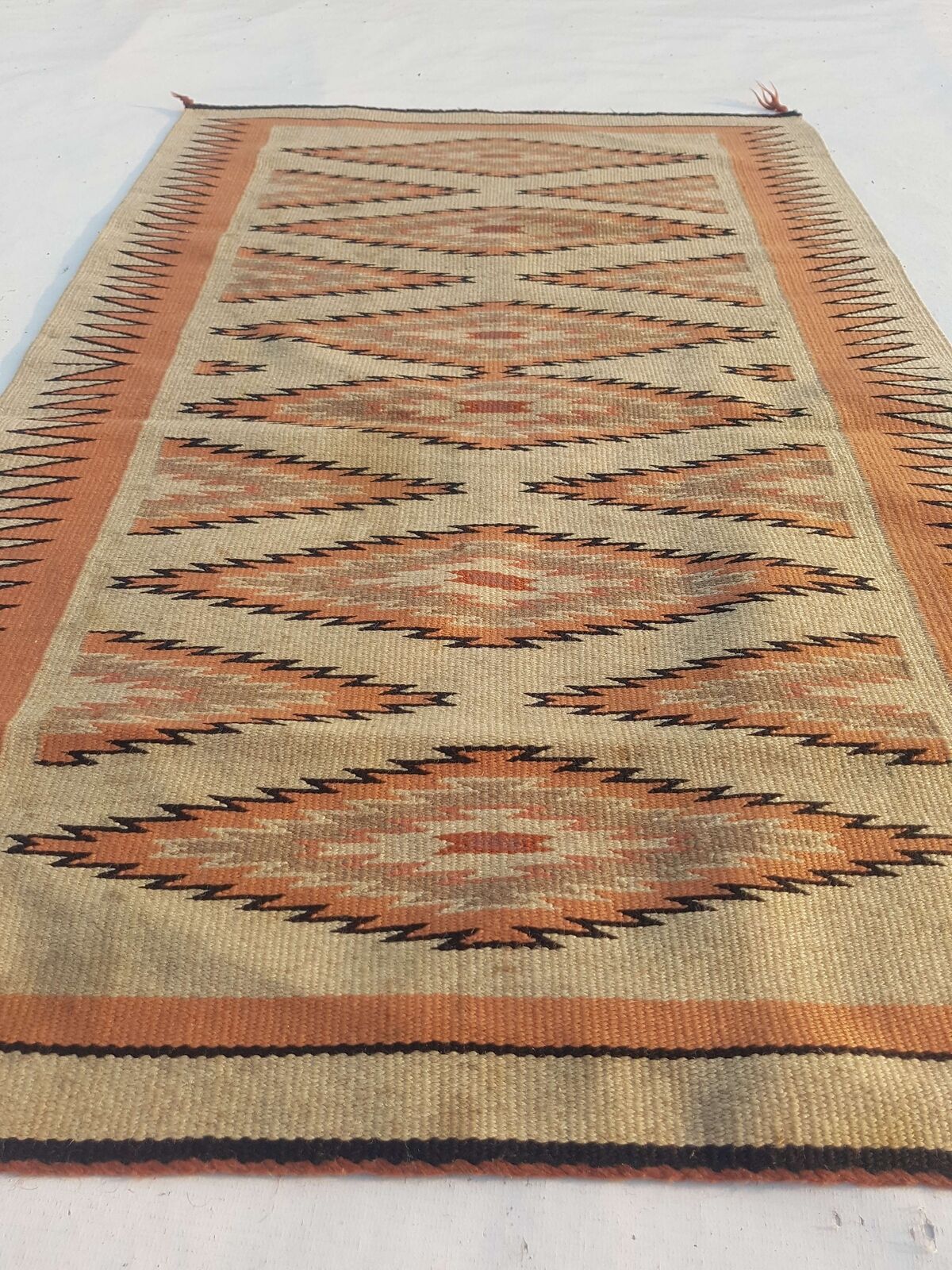 Antique Navajo Handwoven Native American Indian Rug Wool Blanket Carpet 92x59cm