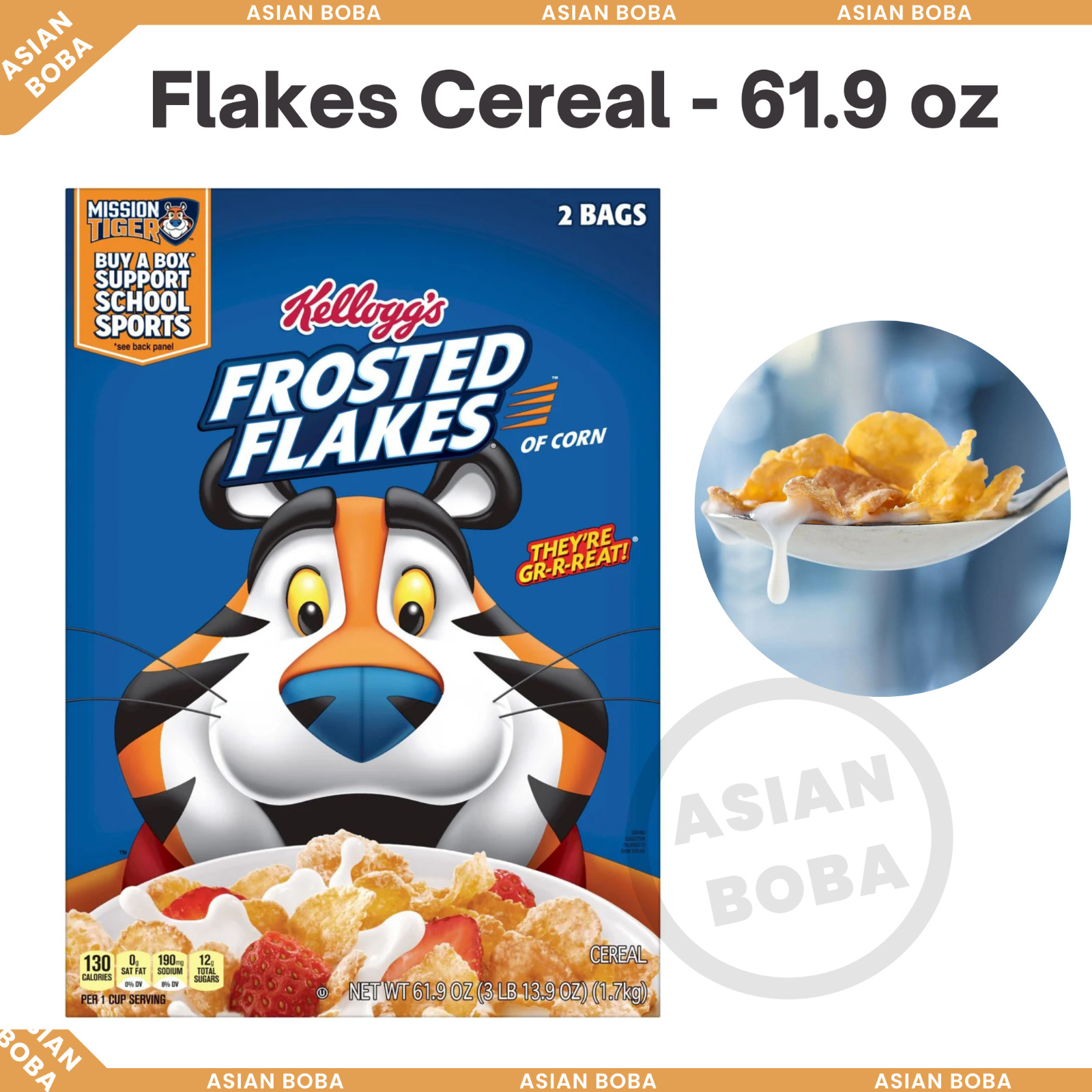 Kellogg\'s Frosted Flakes Cereal, 30.95 oz, 2-count ( 61.9 oz total)