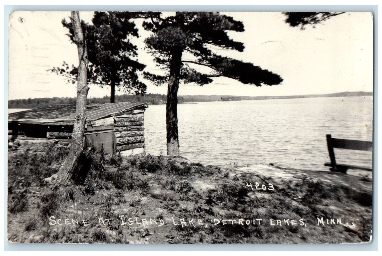 1941 Scene Island Lake Exterior View Detroit Lakes Minnesota MN Vintage Postcard