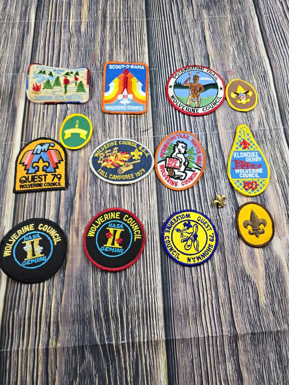 VTG 70\'s 80\'s Wolverine Council BSA Boy Scouts Of America Pin Patch Lot Of 13