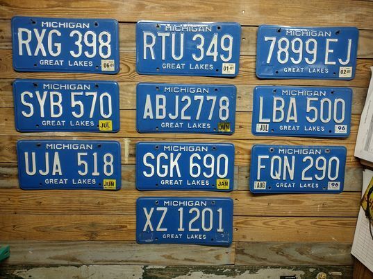 1996 Expired  Michigan blue plates License Plates Auto Tags ~RXG 398