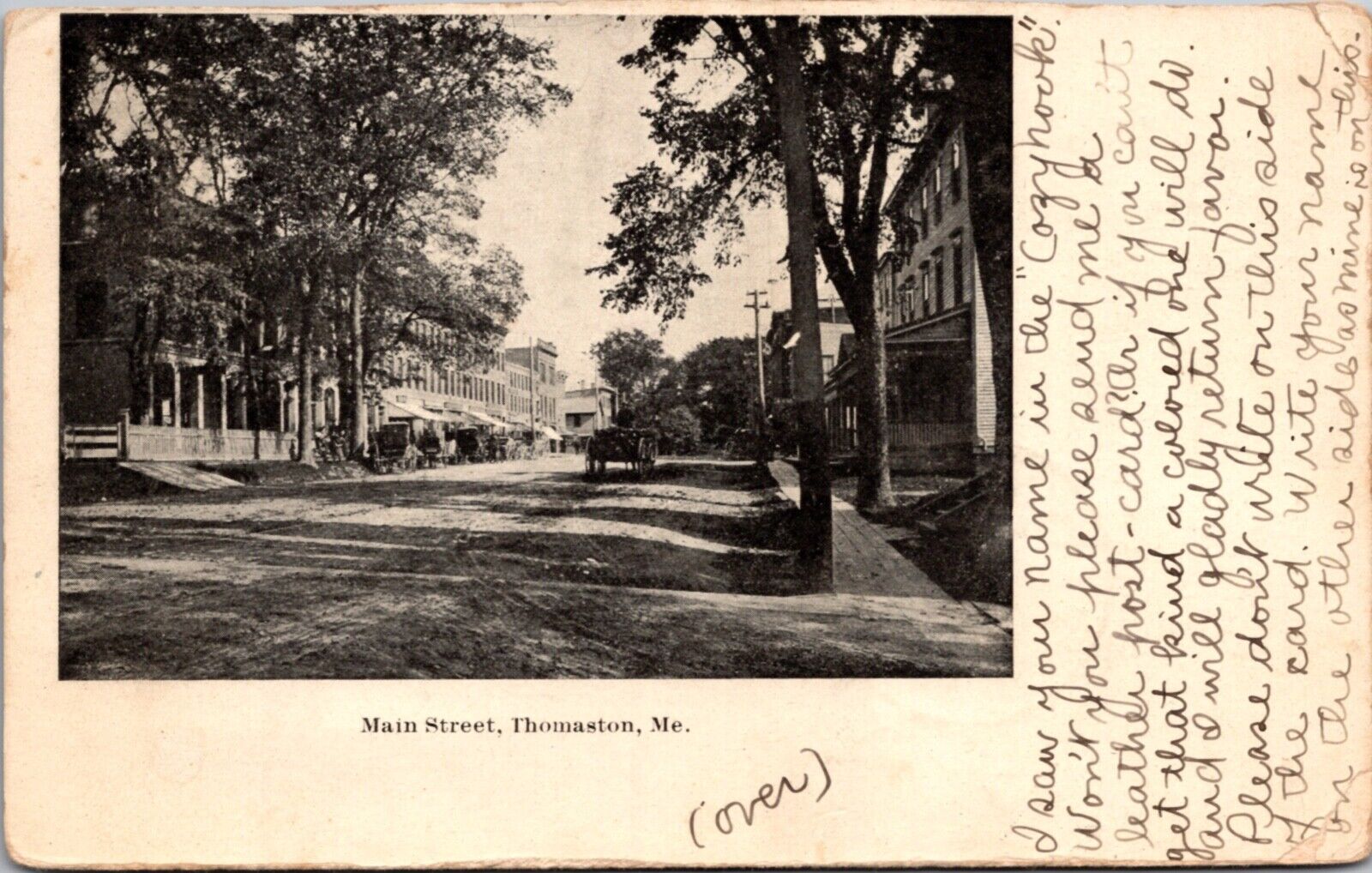 Postcard Main Street in Thomaston, Maine