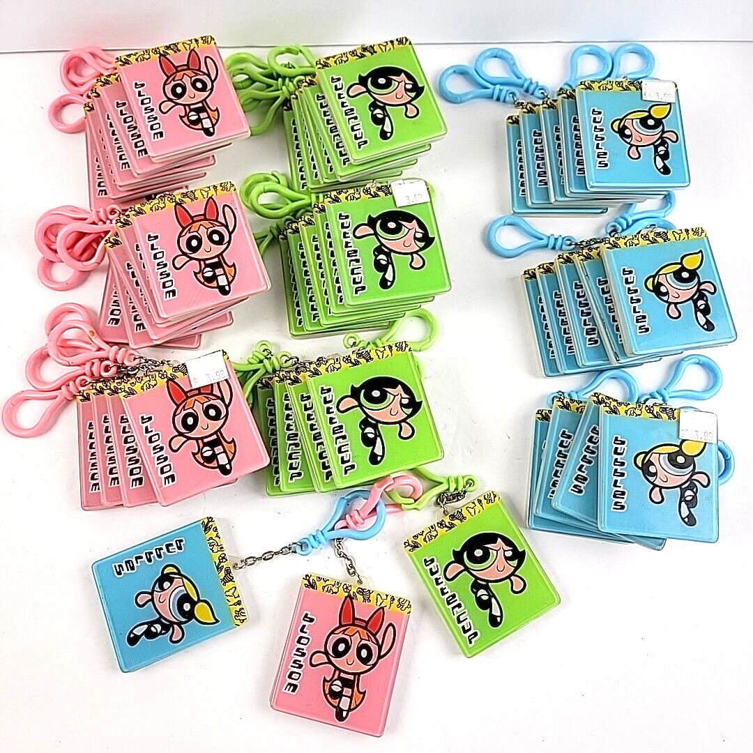 Vintage Y2K Powerpuff Girls Lot of 45 Golden Books Mini Keychain Bag Tags Clips