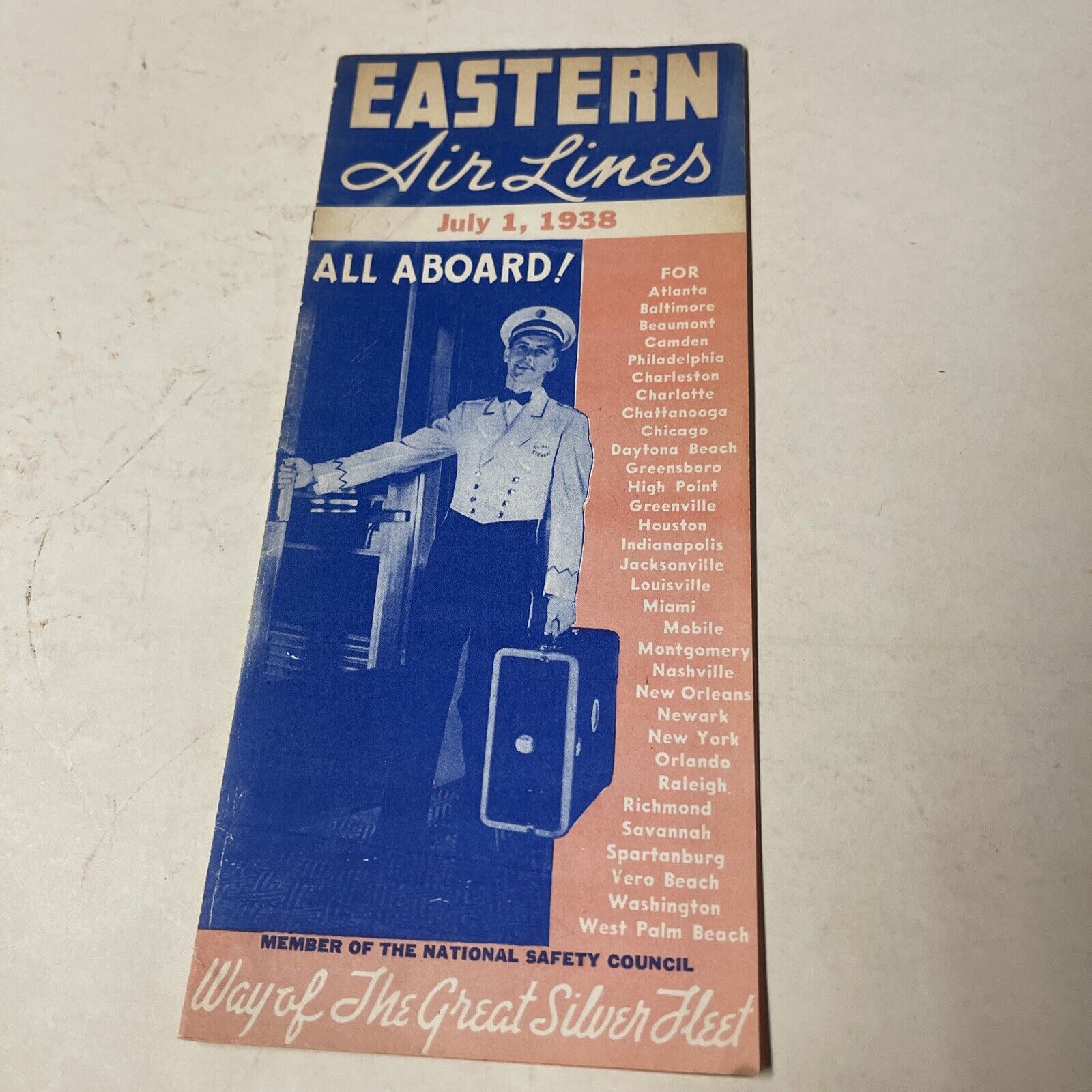 Eastern Air  AIRLINE July 1938 TIMETABLE SCHEDULE Brochure flight cover