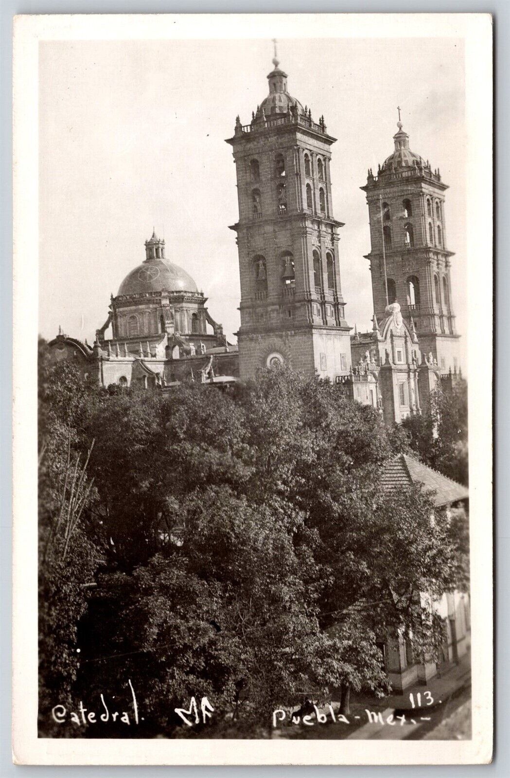 Postcard Cathedral Puebla, Mexico RPPC N123