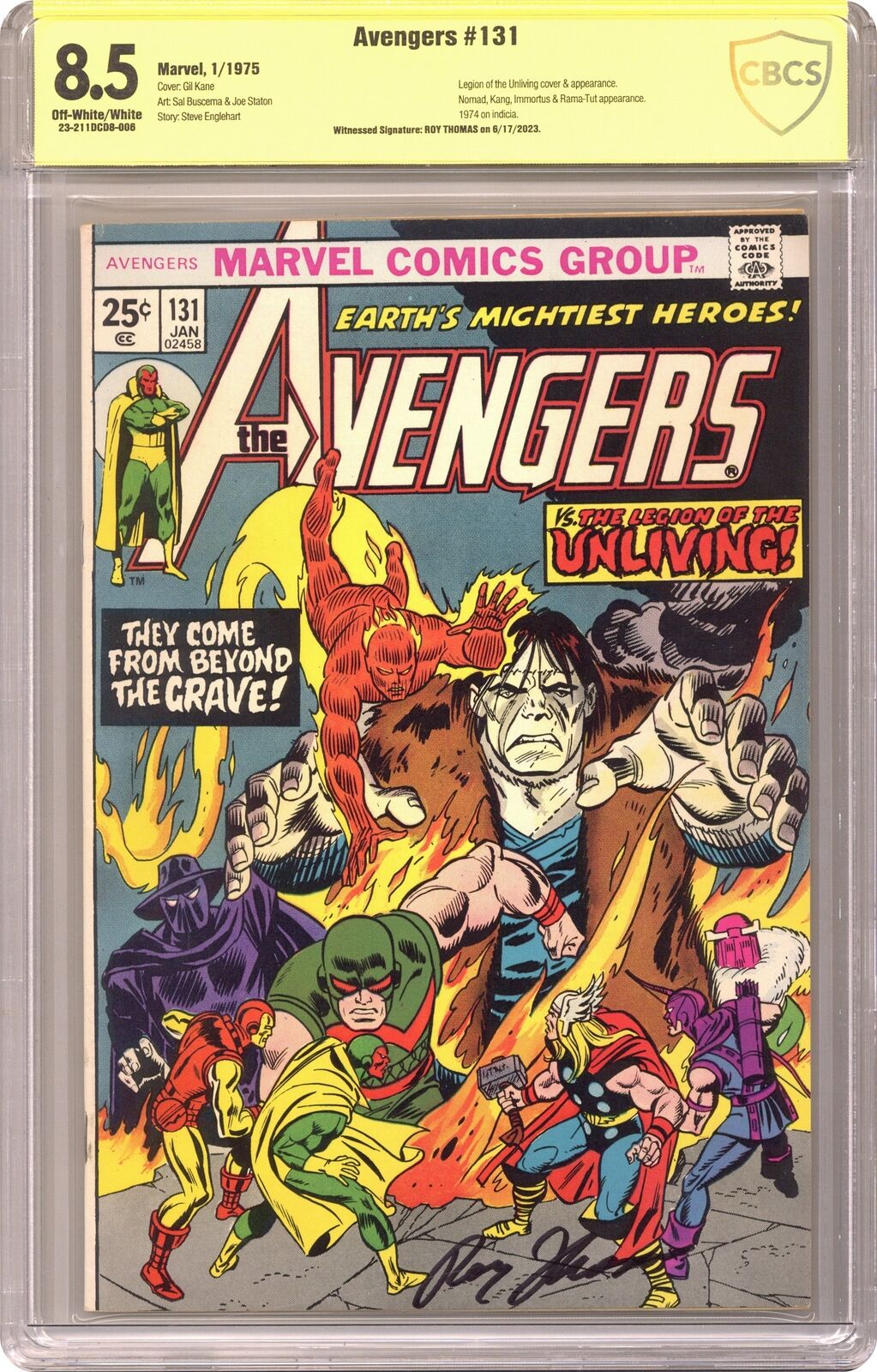 Avengers #131 CBCS 8.5 SS Roy Thomas 1975 23-211DCD8-006