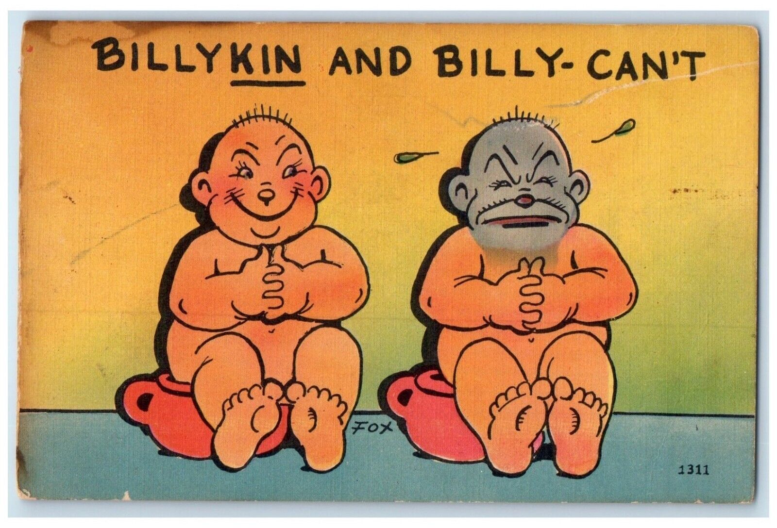 c1930\'s Billy Kin And Billy Can\'t Humor Comic Unposted Vintage Postcard